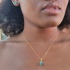 Raw Apatite Necklace Earring Set - Uniquelan Jewelry