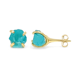Genuine Raw Apatite Stud Earrings - Uniquelan Jewelry