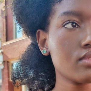 Genuine Raw Apatite Stud Earrings - Uniquelan Jewelry