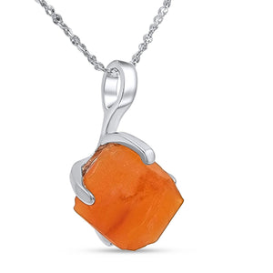 Raw Carnelian Pendant Necklace - Uniquelan Jewelry