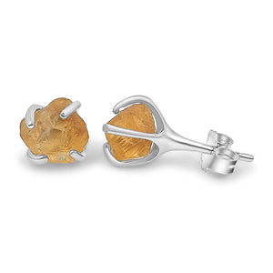 Genuine Raw Citrine Stud Earrings - Uniquelan Jewelry