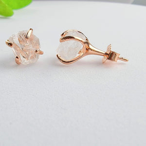 Raw Clear Quartz Stud Earrings - Uniquelan Jewelry
