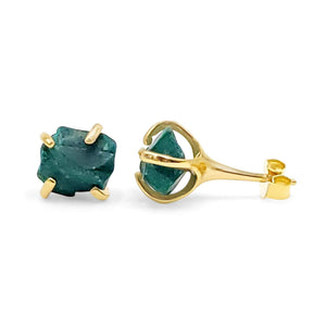 Genuine Raw Malachite Stud Earrings - Uniquelan Jewelry