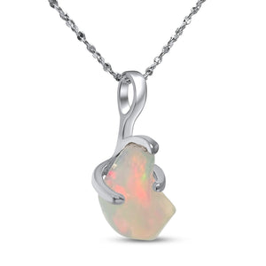 Genuine Raw Opal Pendant Necklace - Uniquelan Jewelry