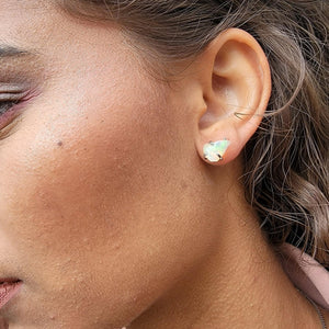 Genuine Raw Opal Stud Earrings - Uniquelan Jewelry