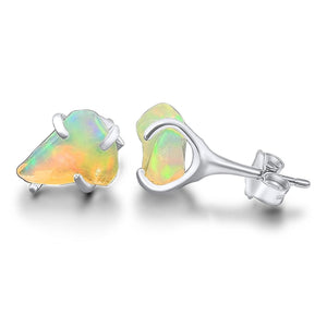 Genuine Raw Opal Stud Earrings - Uniquelan Jewelry