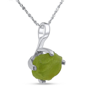 Genuine Raw Peridot Pendant Necklace - Uniquelan Jewelry