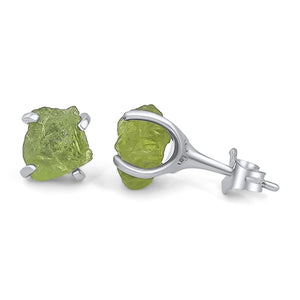 Genuine Raw Peridot Stud Earrings - Uniquelan Jewelry
