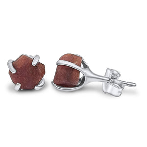 Genuine Raw Ruby Stud Earrings - Uniquelan Jewelry