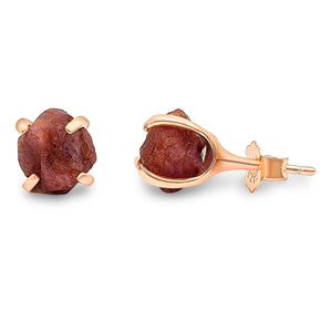 Genuine Raw Ruby Stud Earrings - Uniquelan Jewelry