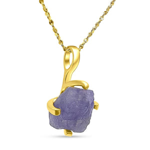 Genuine Raw Tanzanite Pendant Necklace - Uniquelan Jewelry