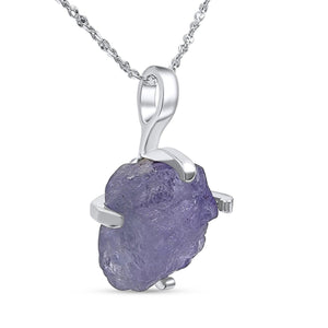 Genuine Raw Tanzanite Pendant Necklace - Uniquelan Jewelry