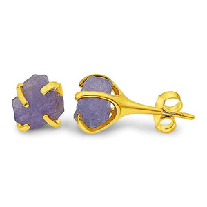 Genuine Raw Tanzanite Stud Earrings - Uniquelan Jewelry