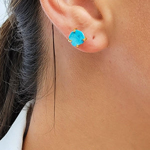Genuine Raw Turquoise Stud Earrings - Uniquelan Jewelry