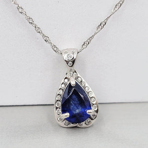 Genuine Sapphire Heart Pendant Necklace - Uniquelan Jewelry