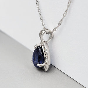 Genuine Sapphire Heart Pendant Necklace - Uniquelan Jewelry