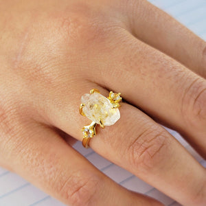 Herkimer Diamond Crystal Ring - Uniquelan Jewelry