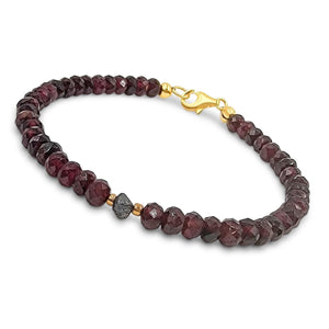 Natural Garnet and Raw Diamond Bracelet - Uniquelan Jewelry