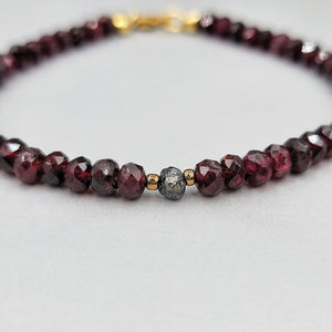 Natural Garnet and Raw Diamond Bracelet - Uniquelan Jewelry