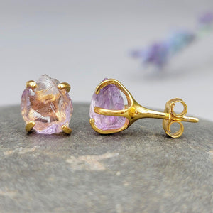 Natural Raw Ametrine Stud Earrings - Uniquelan Jewelry