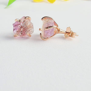 Natural Raw Ametrine Stud Earrings - Uniquelan Jewelry