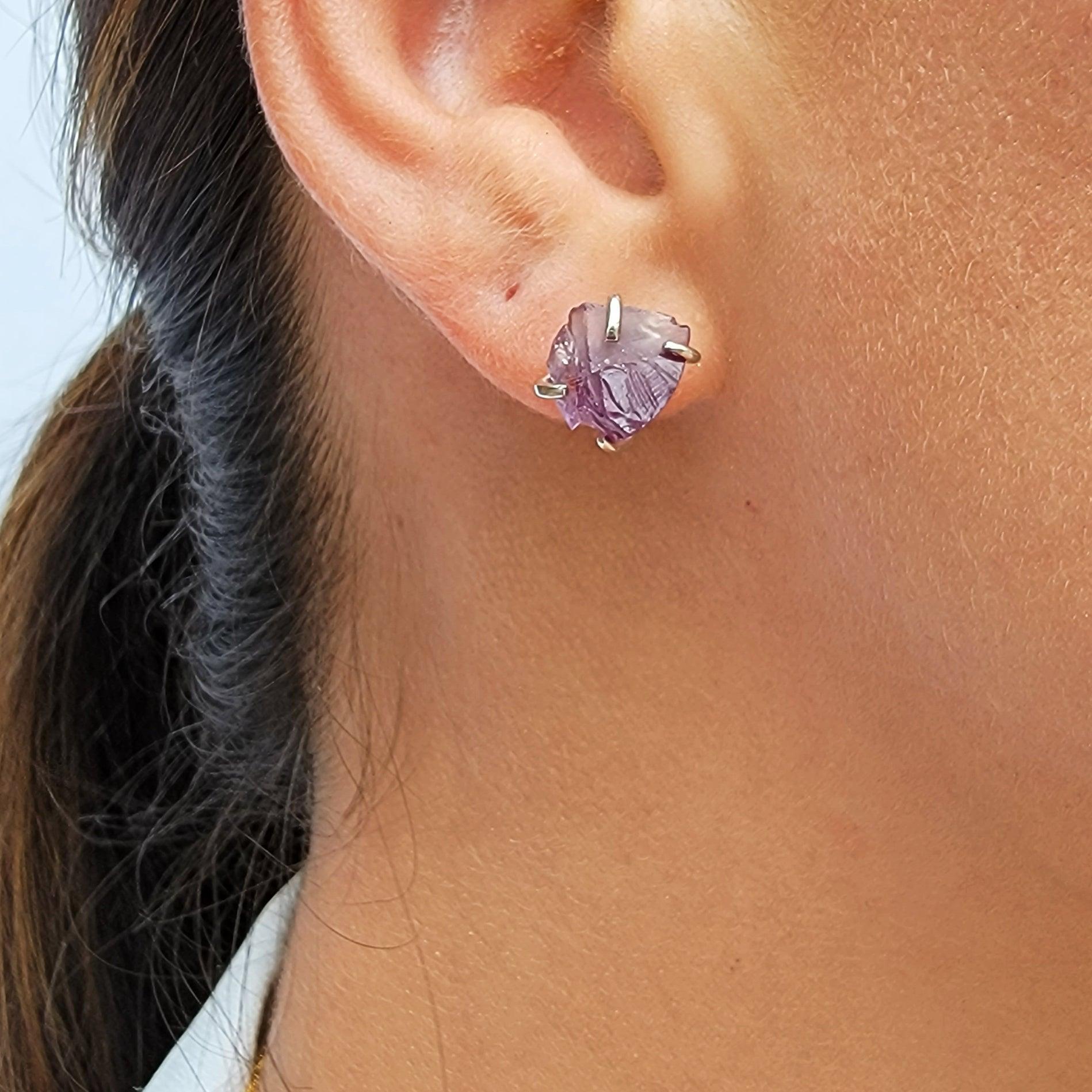 Raw Alexandrite Ring and Stud Earring Set - Uniquelan Jewelry