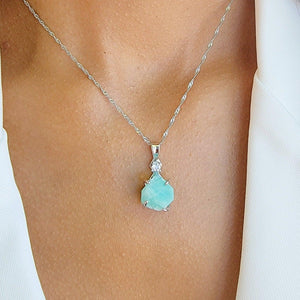 Raw Amazonite Crystal Necklace - Uniquelan Jewelry