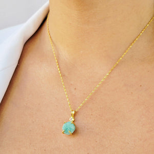 Raw Amazonite Necklace Drop Earrings Set - Uniquelan Jewelry