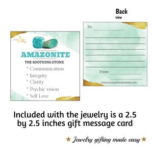 Raw Amazonite Necklace Drop Earrings Set - Uniquelan Jewelry