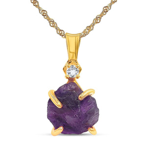 Raw Amethyst and Quartz Necklace - Uniquelan Jewelry