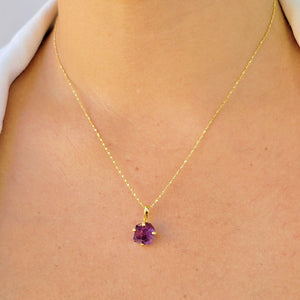 Raw Amethyst Necklace Stud Set - Uniquelan Jewelry
