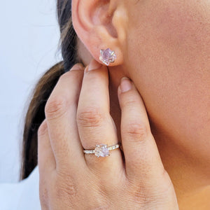 Raw Ametrine Stud Earring and Ring Set - Uniquelan Jewelry