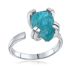 Raw Apatite Adjustable Ring - Uniquelan Jewelry