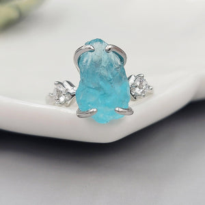 Raw Apatite Statement Ring - Uniquelan Jewelry