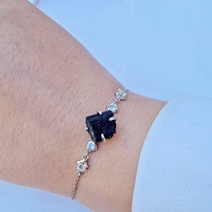 Raw Black Tourmaline Chain Bracelet - Uniquelan Jewelry