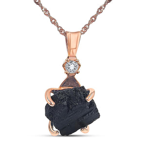 Raw Black Tourmaline Necklace - Uniquelan Jewelry