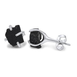 Raw Black Tourmaline Stud Earrings - Uniquelan Jewelry
