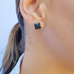 Raw Black Tourmaline Stud Earrings - Uniquelan Jewelry