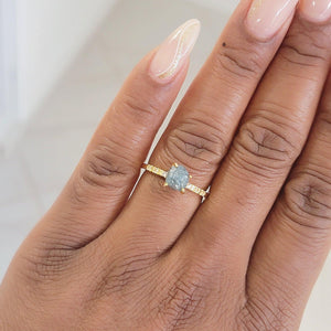 Raw Blue Diamond Ring