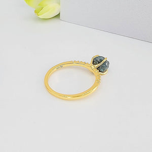 Raw Blue Diamond Ring