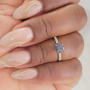 Raw Blue Sapphire Dainty Ring - Uniquelan Jewelry