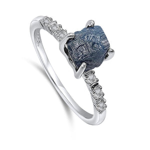 Raw Blue Sapphire Dainty Ring - Uniquelan Jewelry