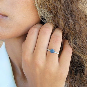 Raw Blue Sapphire Dainty Ring - Uniquelan Jewelry