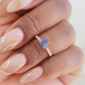 Raw Blue Sapphire Dainty Ring - Uniquelan Jewelry