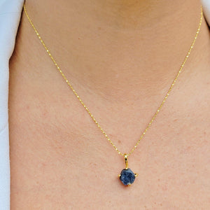 Raw Sapphire Necklace Yellow Gold- Uniquelan Jewelry