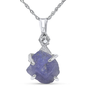 Raw Blue Tanzanite Necklace - Uniquelan Jewelry
