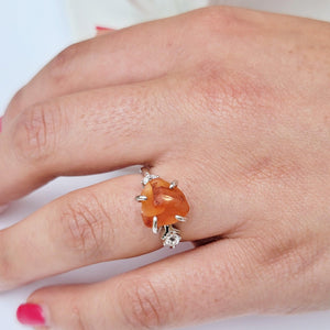 Raw Carnelian Crystal Ring - Uniquelan Jewelry