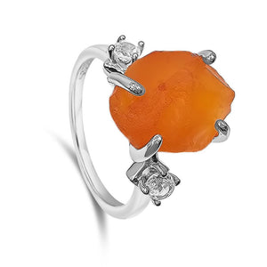 Raw Carnelian Crystal Ring - Uniquelan Jewelry