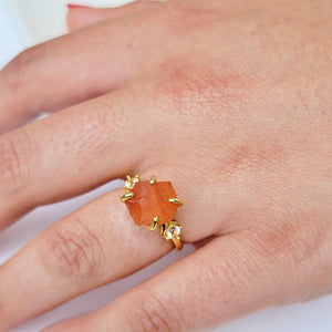 Raw Carnelian Crystal Ring - Uniquelan Jewelry