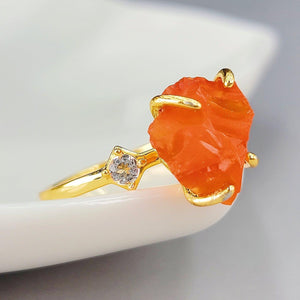 Raw Carnelian Crystal Ring - Uniquelan Jewelry